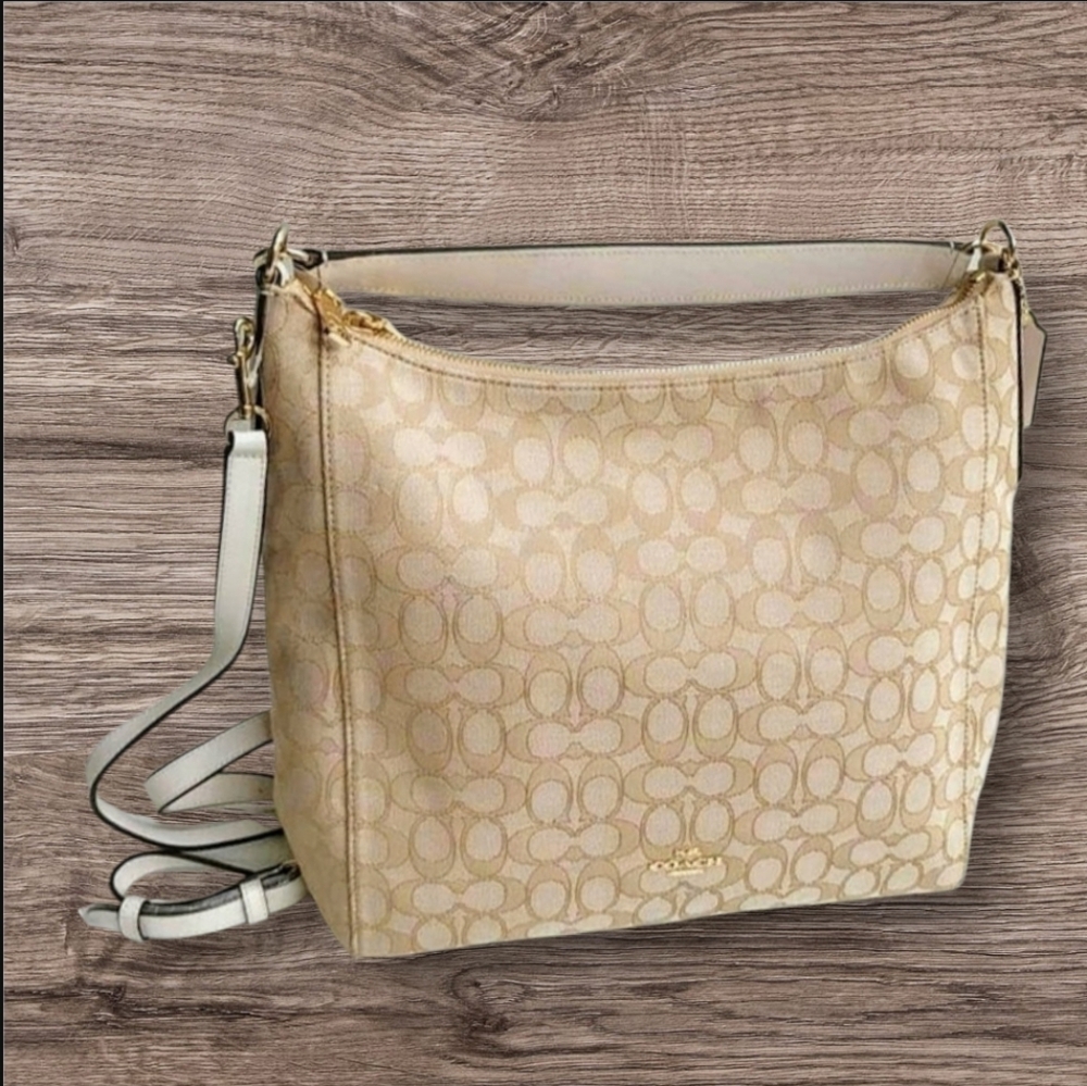 SALE Coach Celeste Convertible Hobo/Shoulder/Crossbody Bag Khaki/Chalk Handbag - Picture 3 of 12